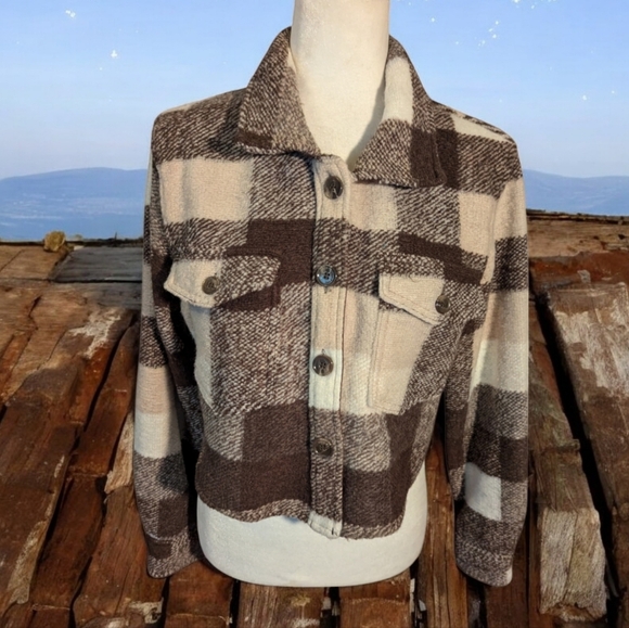 House of Harlow 1960 Jackets & Blazers - House of Harlow neutral bland cropped Eisenhower style wool blend jacket sz S